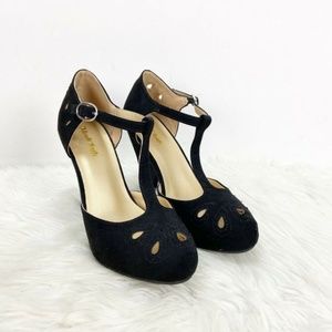 Graham Street T-strap retro style black heels